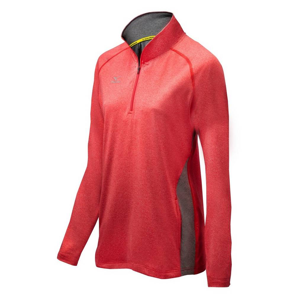 Mizuno Women's Fire 1/2 Zip Jacket Red/Grey (440573-TKJ)